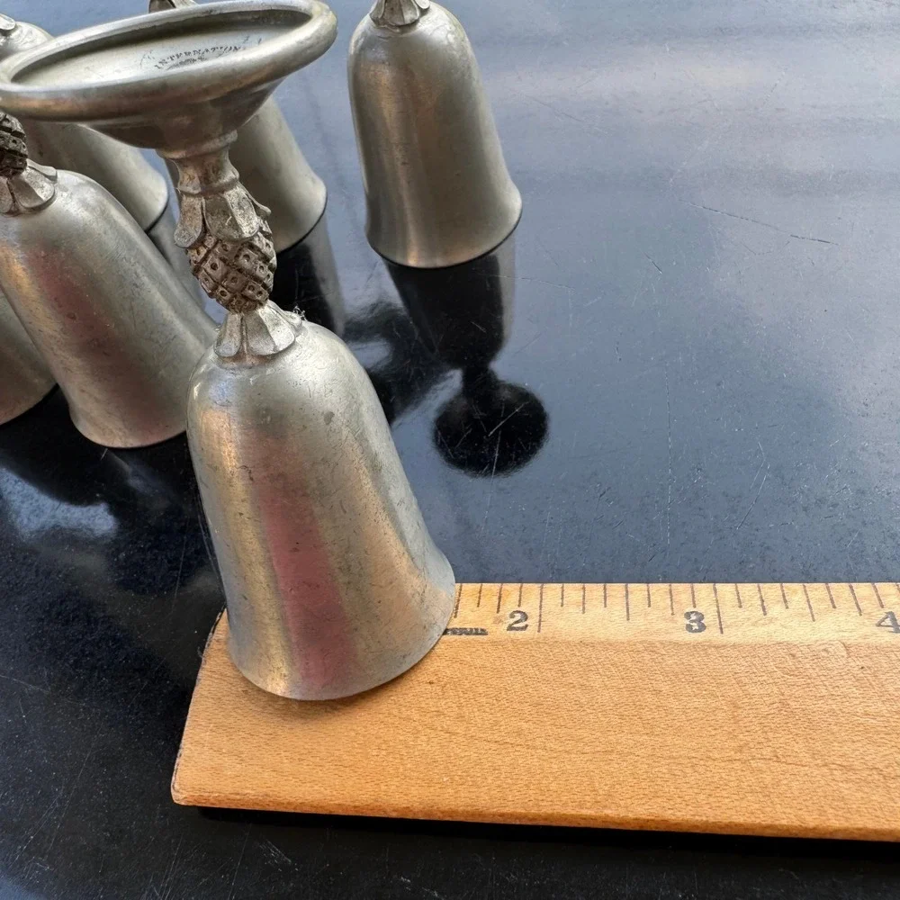 International Pewter Pineapple Stem Cordial Goblets MINITURE Vintage